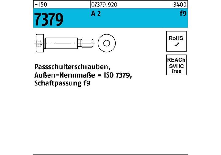 Image du produit Vis à épaulement ajustée ISO 7379 8 f9 M 6 x 20 A 2 (50 Vis par pièce)