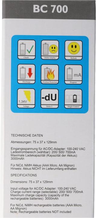 Immagine prodotto Sanyo Eneloop AAA HR-4UTGA e BC-700 LCD Quick Charger (4 pz., AAA, 700 mAh, Batteria + Caricabatterie)