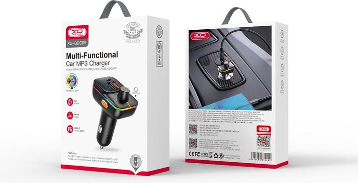 Image du produit xO transmetteur FM BCC09 Bluetooth MP3 chargeur de voiture 25W noir