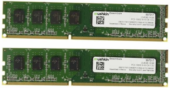 Produktbild Mushkin DDR3 16GB 1333-999 Essent Dual (2 x 8GB, 1333 MHz, DDR3-RAM, DIMM)