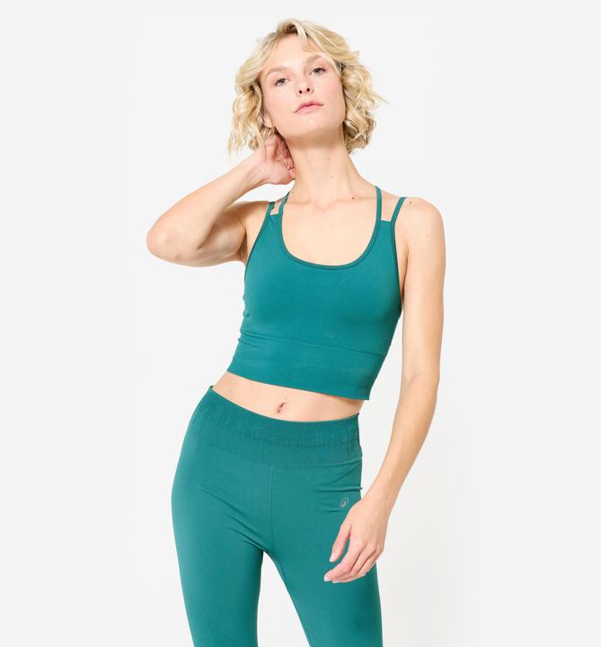 Image du produit Kimjaly Brassière crop multi-bretelles maintien léger Femme, Vert canard (L)