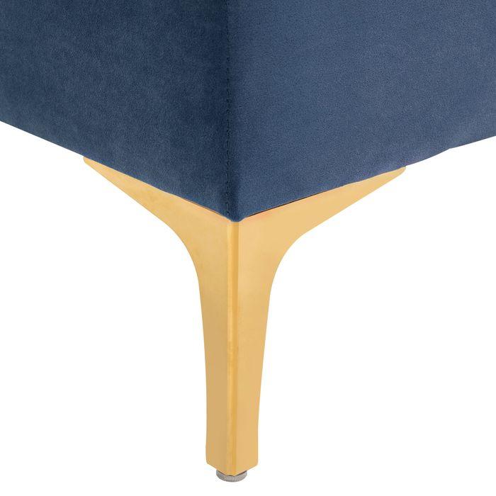 Produktbild Swisshandel24 Sitzbank, Bettbank, Schuhbank mit erhöhten Beine, Schlafzimmer, Samt Blau 118 x 45 x 42 cm (118 cm)