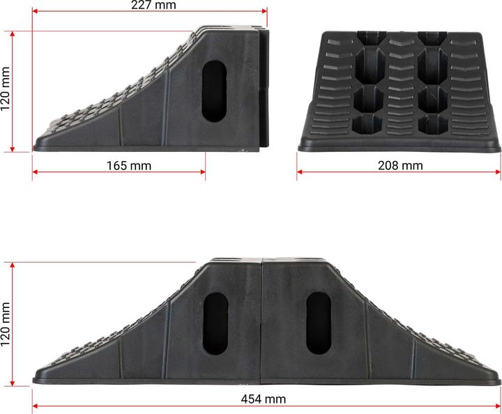 Image du produit Wiltec Jeu 2 cales roue – 10t 45x21x12cm Design emboîtable PP Camping-car