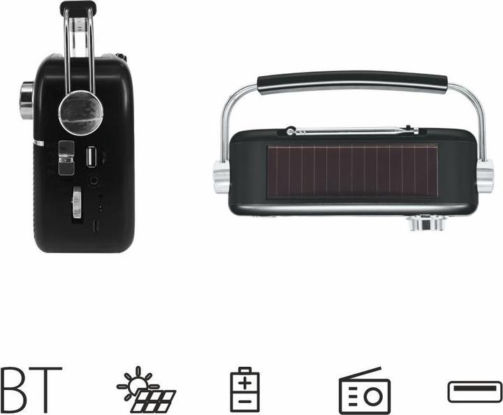 Image du produit Manta Radio portable FM/AW/SW avec panneau solaire (AM, FM, Bluetooth)