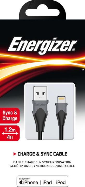 Immagine prodotto Energizer Cavo classico lightning bicolore 1,2 m nero (1.20 m, USB 1.0)