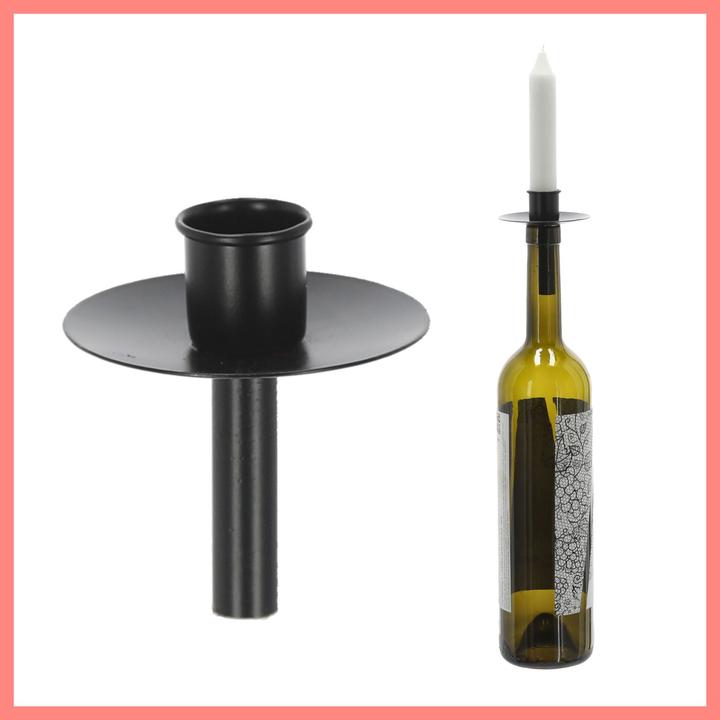 Produktbild Novaliv 12x Kerzenhalter Flasche Schwarz Eisen Kerzenhalter Flaschenaufsatz für Kerzen ca. 2cm Schwa