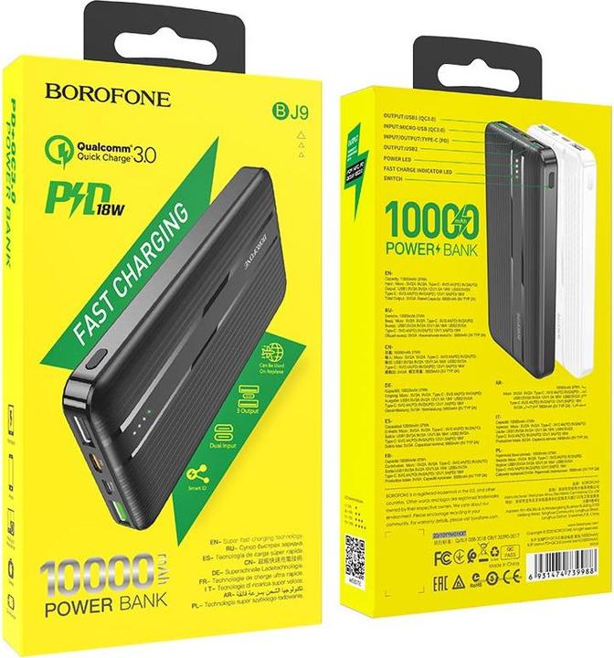 Actual product image Borofone External battery Power Bank BJ9 Type-C PD + Quick Charge 3.0 (3A) 10000mAh black (10000 mAh)