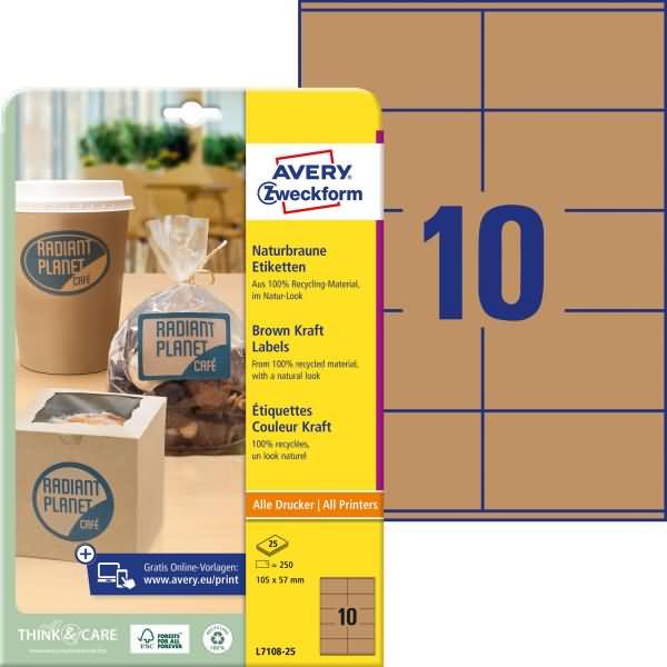 Image du produit Avery Étiquettes marron naturel