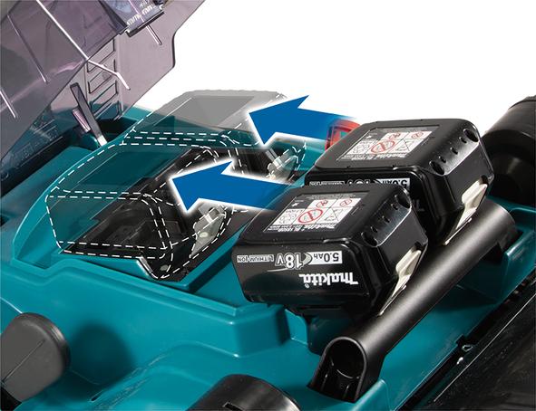 Image du produit Makita DLM432PT2 Tondeuse à gazon sans fil 2X18V, 43cm, 2X5,0Ah Li-Ion DC18RD, 3 (Fonctionnement sur batterie)