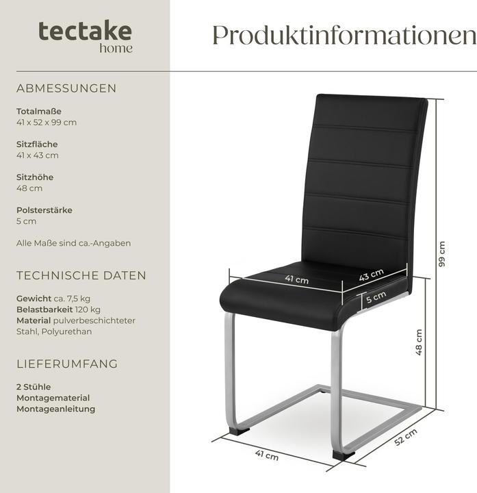 Produktbild tectake 2x Schwingstuhl