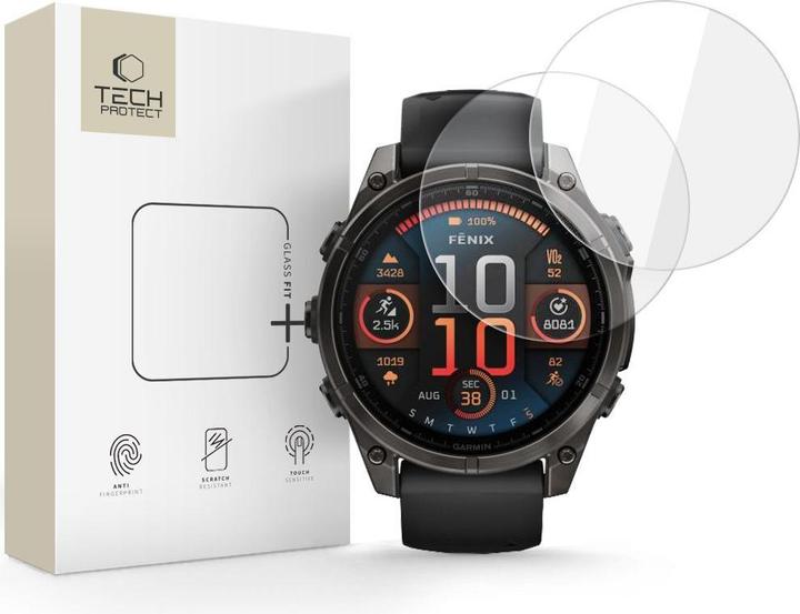 Actual product image Tech-Protect Glass Fit+ 2er-Pack Panzerglas für Garmin Fenix ​​8 47mm – Klar