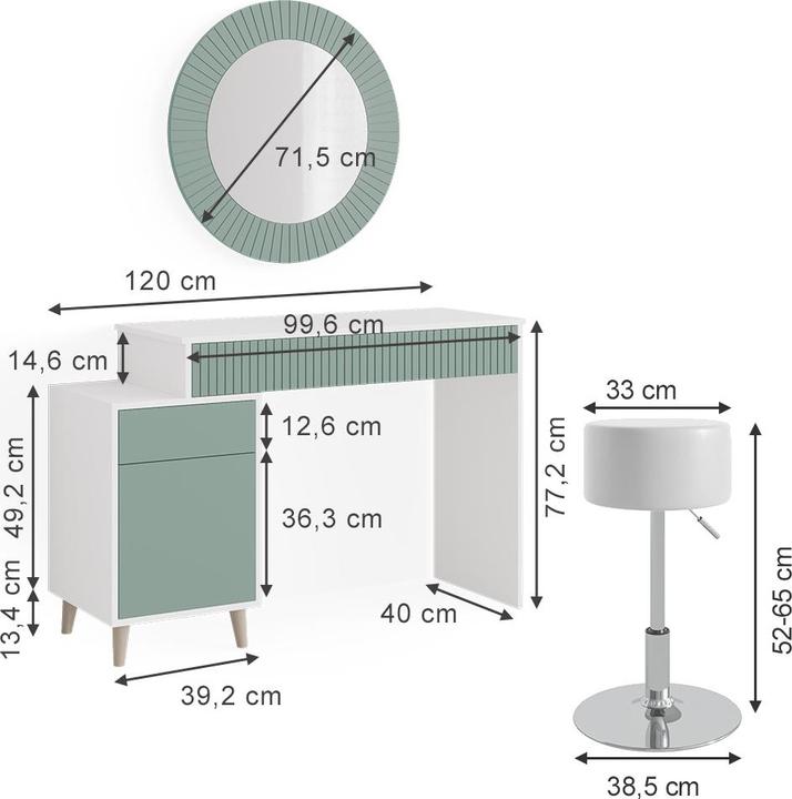 Produktbild Vicco Arles mit Hocker (40 x 120 x 77 cm)