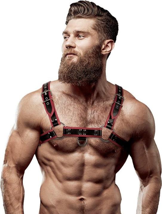 Fetish submissive Attitude - Arn S Eco-Skin Petto Uomo Nero/Rosso (S)