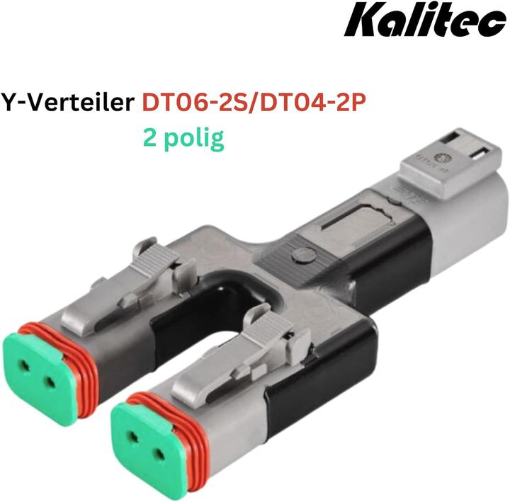 Immagine prodotto Kalitec Y-Verteiler DT06-2S/DT04-2P 2 polig I Y-Splitter I graues Gehäuse I Y Adapter 2-Wege I IP69K