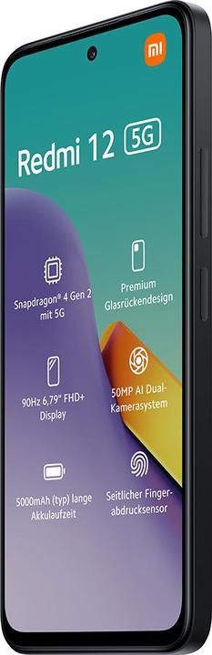 Actual product image Xiaomi Redmi 12 (128 GB, Midnight Black, 6.79", Hybrid Dual SIM, 50 Mpx, 4G)