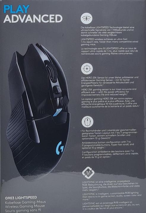 Immagine prodotto Logitech G 903 Velocità della luce (Senza fili, Cablato)
