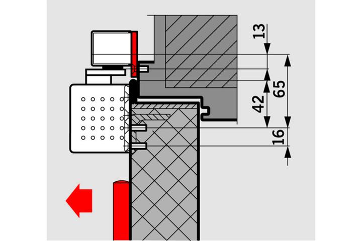 Actual product image Dormakaba Mounting plate set for slide rails G-SR flat (Room door, Entrance door, Wooden door, French window)