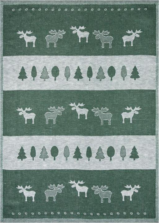 Image du produit Kracht Lot de 3 serviettes jacquard en lin mélangé Ligne d'élan (50 x 70 cm)