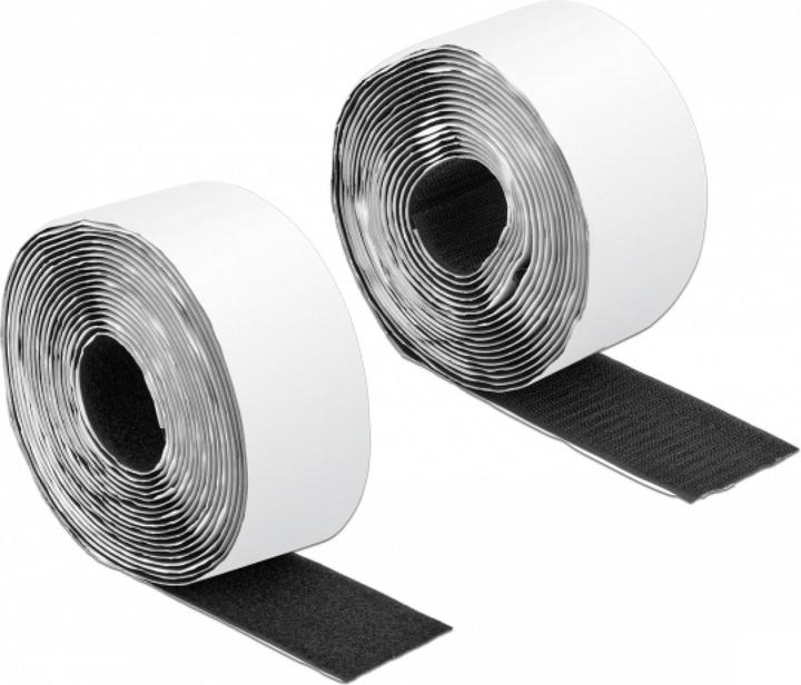 Delock Klettband-Rolle 5m x 50 mm Haft und Flauschband Schwarz (50 mm)