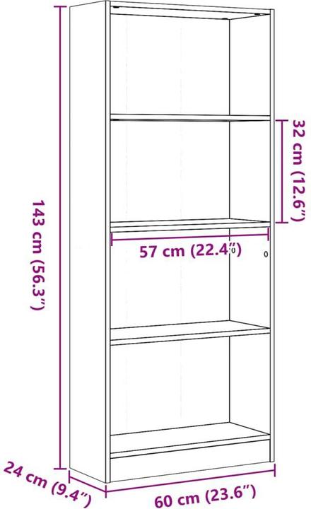 Produktbild VidaXL Bücherregal (60 x 24 x 143 cm)