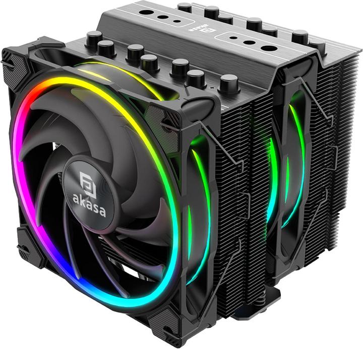 Akasa Soho H7 Dual Tower CPU Cooler, ARGB - 120 mm, black (158 mm)
