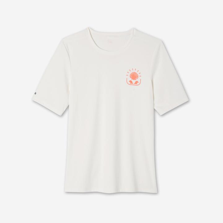 Olaian Tee shirt anti uv surf manches courtes Femme - Malou greige
