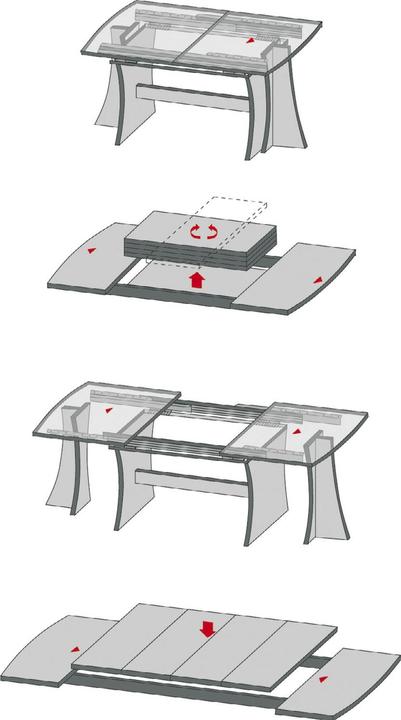 Produktbild Pöttker Ausziehtischführung ALU 77, Auszugslänge 2543 mm, Platten 3x500, Aluminium
