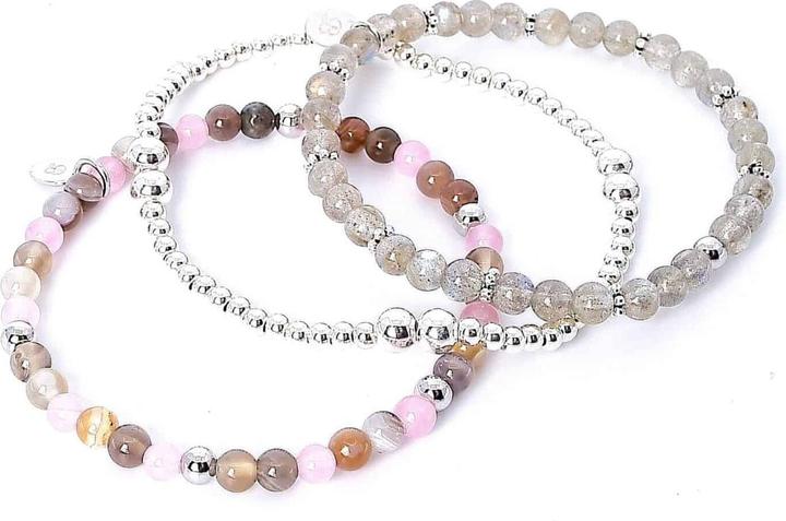 Balibay Buna (18 cm, 925 Sterling Silber, Rosenquarz, Edelstein, Achat, Labradorit)