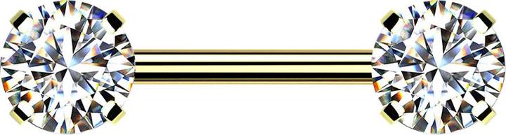 Produktbild Star Piercing Threadless Barbell vergoldet front mit Kristall silber gefasst (Chirurgenstahl 316L)