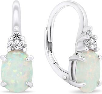 Brilio Silver - Silver earrings with zircons and synthetic opals EA374W