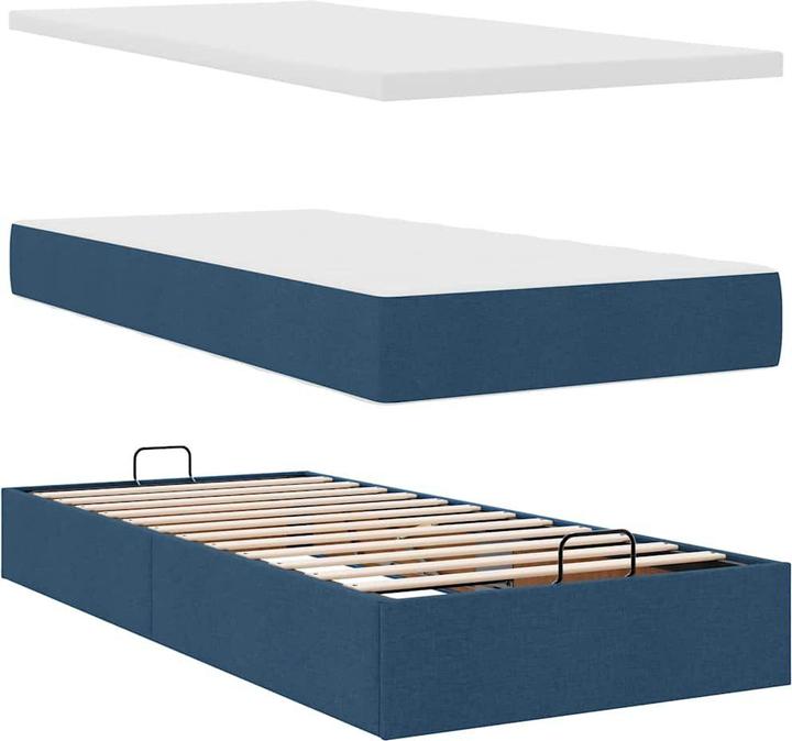 Produktbild VidaXL Ottoman-Bett mit Matratzen Blau 200x200 cm Stoff Bettrahmen (200 x 200 cm)