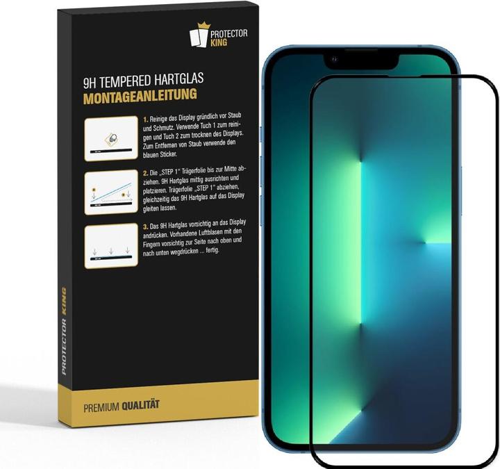 Produktbild Protectorking 1x echtes Tempered 9H Panzerhartglas 3D KLAR (1 Stück, Apple iPhone 13)