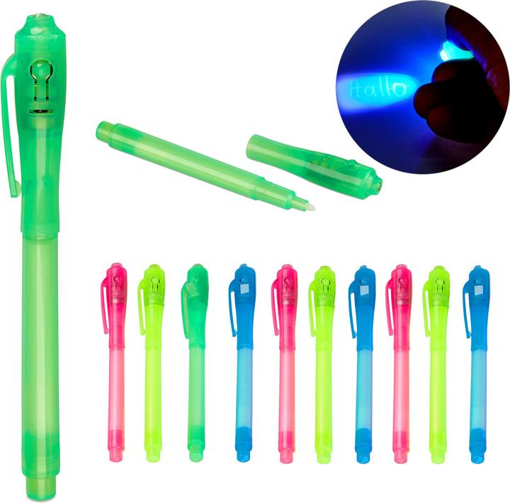Actual product image Relaxdays Set of 12 Marker Pens with UV Light