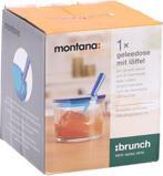 Produktbild Montana: Marmeladendose Brunch mit Löffel, Transparent/Blau (0.22 l)