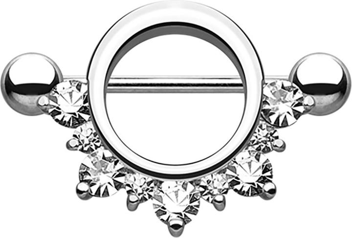Produktbild Star Piercing Barbell rund mit unterschiedlichen Kristallen silber (ohne Messing, Chirurgenstahl 316L)