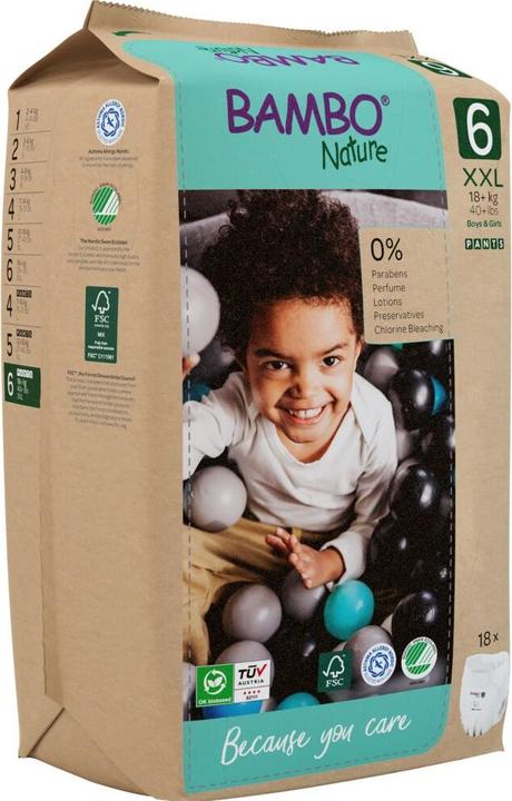 Actual product image Bambo Baby diapers, pants, eco-labeled, Nature Pants, 6, paper bag, 18+ kg (18 Piece)