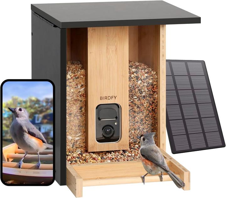Actual product image Birdfy Feeder Bamboo AI by Subscription + Solar Panel