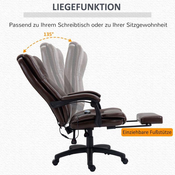 Image du produit Swisshandel24 Chaise de bureau de massage avec 6 têtes vibrantes, fonction couchage, repose-pieds