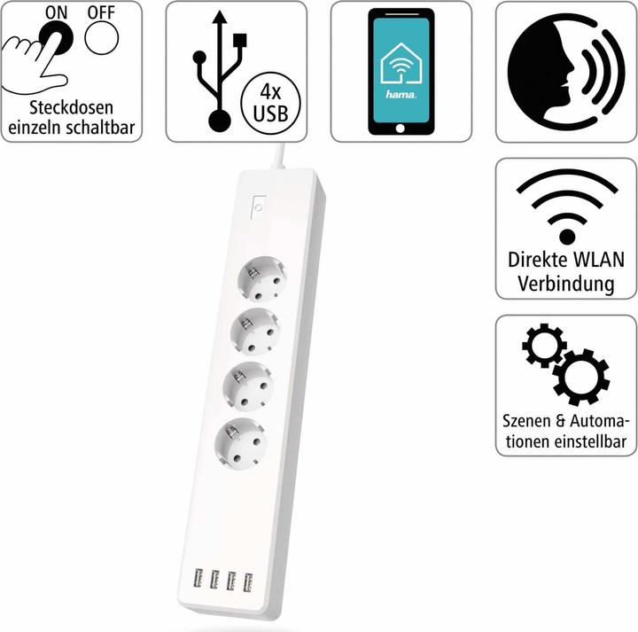 Produktbild Hama WLAN Socket Strip (4 x, 1 m)