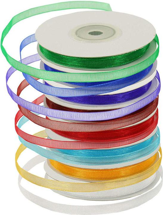 Produktbild trendmarkt24 Chiffonbänder Set 8 Rollen Schleifenband je 6mm x 25m Chiffonband Chiffonbänder (Geschenkband, 8 x)
