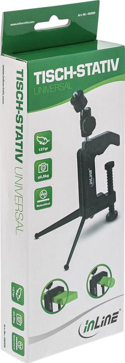 Immagine prodotto InLine ® Treppiede da tavolo 190mm con morsetto a vite, nero con testa a sfera (Metallo, Materiale sintetico)