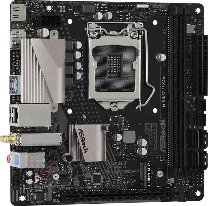 Produktbild AsRock B460M-ITX/ac, Intel B460 Mainboard - Sockel 1200 (LGA 1200, Intel B460, Mini-ITX)