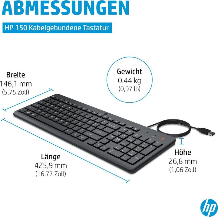 Produktbild HP 150 Tastatur Deutsch (DE, Kabelgebunden)