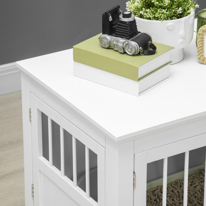 Actual product image PawHut Hundekäfig Spanplatte, MDF Weiss (Dog kennel)
