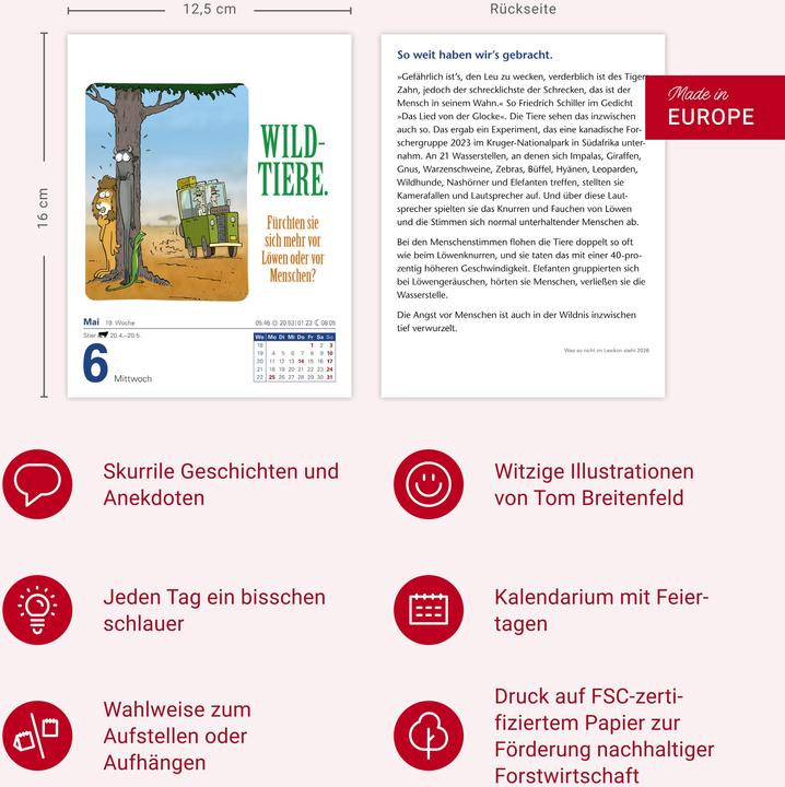 Produktbild Harenberg Was so nicht im Lexikon steht Tagesabreisskalender 2026 - Kuriositäten, Histörchen und merkwürdige (Deutsch)