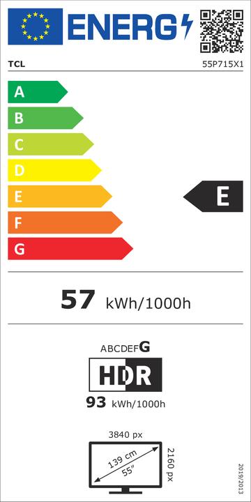Energie-Label TCL 55P715 (55", LCD, 4K, 2020)