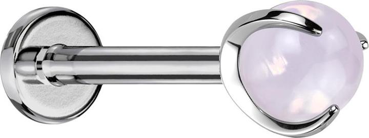 Star Piercing Micro Labret Innengewinde silber Kugel Opalite pink Stein gefasst (Mineralisch, ohne Messing, Titan G23)