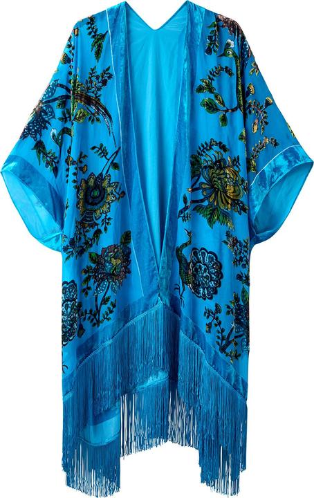 Image du produit Joe Browns Velvet Peacock Floral Fringed Kimono (Taille unique)