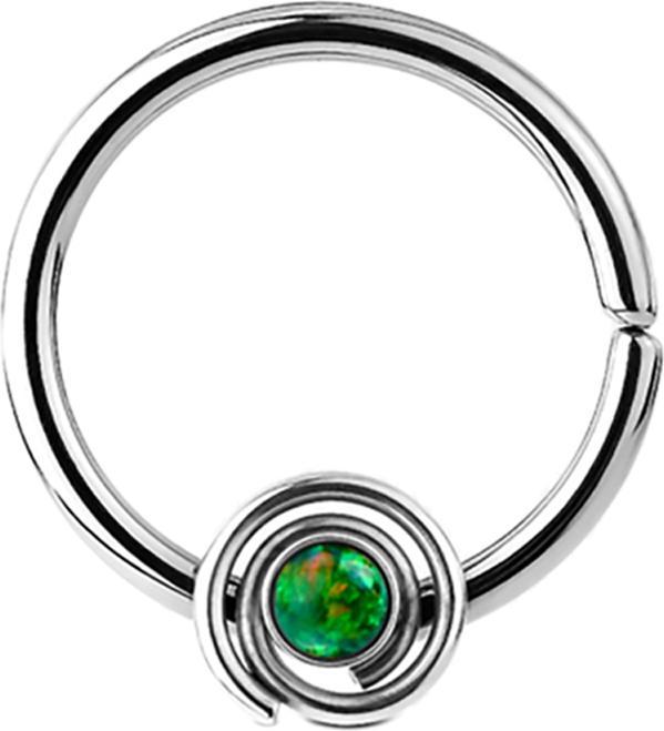Star Piercing Septum Ring spirale mit Opal grün (Chirurgenstahl 316L, ohne Messing)