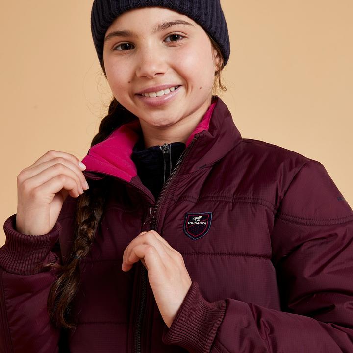 Actual product image Fouganza Winter riding jacket 500 Warm children bordeaux (128)